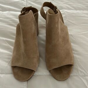 Sam Edelman beige suede wedge open toe sandals